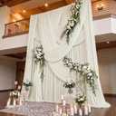 12 Panels 5x15ft Ivory Backdrop Curtains for Parties, Wrinkle Free Polyester Ivory Photo Backdrop Drapes 15 ft Long Back Drop Cloth Drapery for Wedding Birthday Photography Background, 5ftx15ft_12 Panels