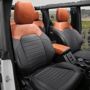 Mabett Seat Covers Full Protector with Backrest and Armrest for Ford Bronco Accessories 2021 2022 2023 2024 4-Door (Brown and Black)