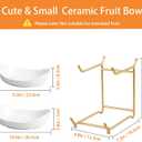2 Tier Ceramic Fruit Bowl for Kitchen Counter, Tiered Fruit Basket for Countertop, Modern Multi Layer Fruit Display Stand for Party, Cute & Small (Gold&White)