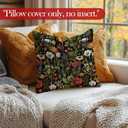 Vintage Floral Throw Pillow Covers, Dark Cottagecore Wildflower Botanical Decorative Pillowcases Cushion Cases for Home Living Room Bedroom Decor, 18x18 Pillow Covers Set of 2