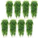 Lyrow 8 Pcs Artificial Hanging Plants 32 in Fake Plant Fake Boston Ferns Plastic Faux for Wall House Room Garden Wedding Garland Indoor Outdoor Decoration, No Basket
