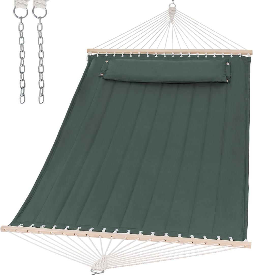 SUNCREAT Hammocks Replacement Hammock for Stand, 475 lbs Capacity, Two Person Backyard Hammock for Outside, Green Gray