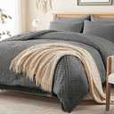 Zzlpp Full Comforter Set 7 Pieces, Dark Grey Tufted Bed in a Bag with Comforter and Sheets, All Season Boho Bedding Sets with Comforter, 2 Pillow Shams, 2 Pillowcases, 1 Flat Sheet, 1 Fitted Sheet