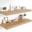 Heimlove 12 Inch Deep Floating Shelves, 48 x 12 inches Long Wall Shelf, Large Display Shelf & Storage Shelf, Rustic Wood Wall Shelves for Fireplace Mantel, Set of 2(Oak)