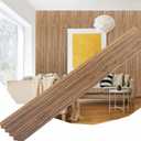 KASARO 3D Faux Wood Wall Panels - 16 Pack (47.2"x4.8") Fluted Slat Paneling for Walls & Ceilings, Adhesive or Nail Install, Waterproof Textured Decor - Living Room, Bedroom, Natural