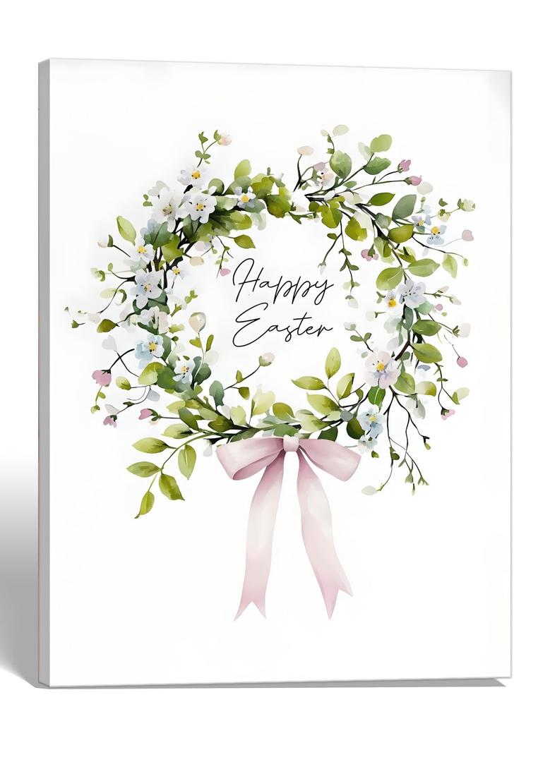 Framed Botanical Wreath Wall Art Canvas Print Farmhouse Decor 16x24 Inch