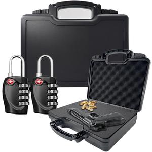 LAFENLIN TSA Approved Gun Case for Air Travel with Locks-Handgun Case Lockable 12.8 x 10 x 3.2 Inches, Water-Resistant Gun Carrying Case for Pistol, Plastic Hard Case with Foam (Size)