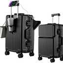 AIWEINY 2-Piece Aluminum Frame Luggage Set, 20/26 Inch, TSA Lock, Spinner Wheels (Black, 20 And 26)