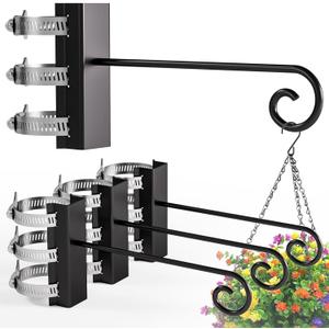 4Pcs Heavy Duty Railing Bird Feeder Hanger, Outdoor Hanging Bracket, Extended Hanger for Bird Feeders, Flower Baskets, Wind Chimes, Flower Pots, Lanterns (Posts Diameter :1.3inch-2.16inch)