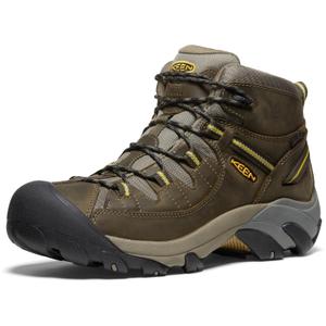 KEEN Men's Targhee 2 Mid Height Waterproof Hiking Boots, Black Olive/Yellow, 9.5 US