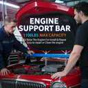 Engine Support Bar, 1100LBS, Transverse Hoist Dual Hooks | Steel frame, 1100LBS capacity, dual hooks, adjustable height, chain locking, rubber feet, engine transmission repair