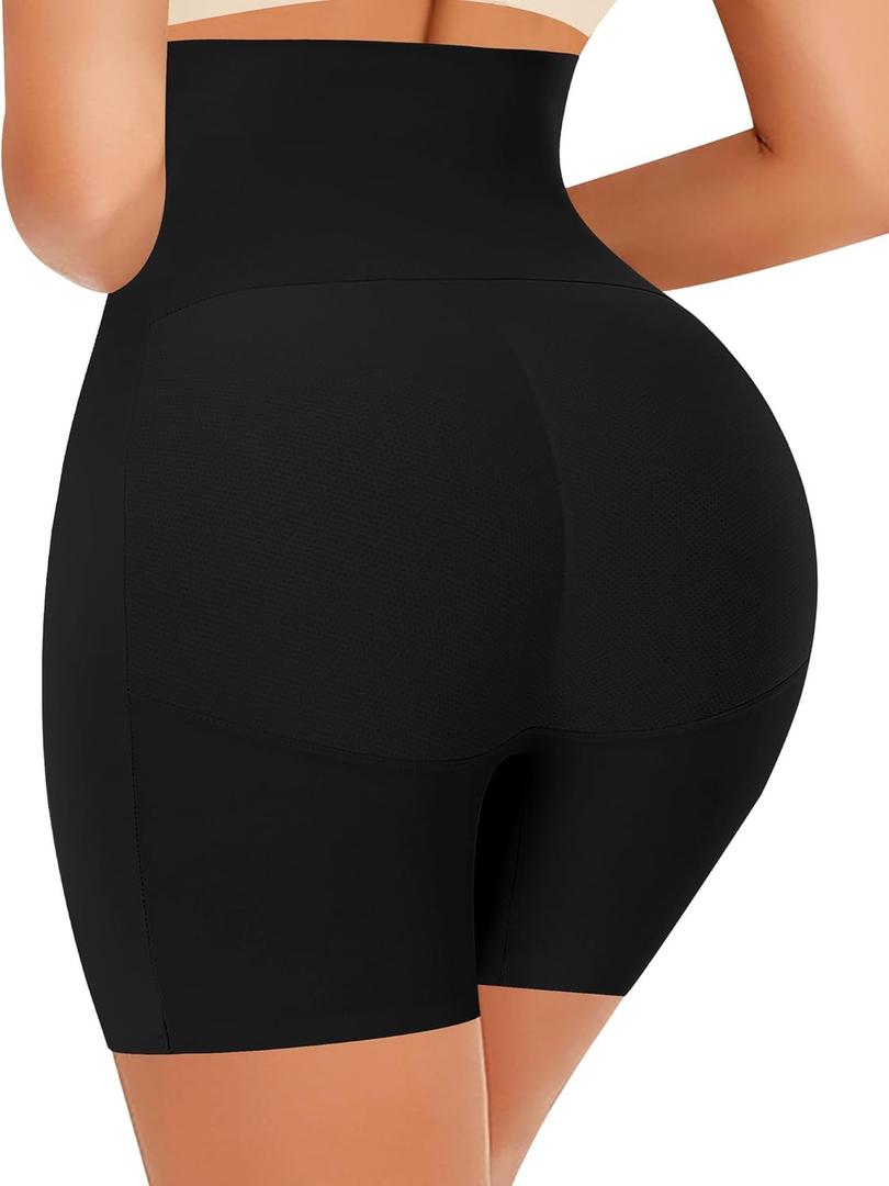 DERCA Butt Lifter Panties Padded Underwear for Women Seamless Booty Pads Hip Enhancer Panty (Medium, #2 Black (Tummy Control))