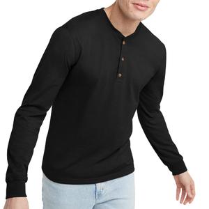 Hanes Originals Men's T-Shirt, Henley T-Shirt for Men, Long Sleeve, 100% Cotton Tee, Large