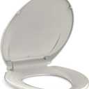 Elongated Toilet Seat Slow Close, Quiet Toilet Seat Cover with Never Loosen Durable Toilet Seat Lid Easy to Install & Clean, Polypropylene (PP), 19" Elongated Biscuit