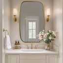 ANDY STAR Brushed Gold Oval Bathroom Mirror, 24x40 Inch Brass Oblong Mirrors for Wall, Modern Vanity Mirror in Stainless Steel Metal Tube Frame, Wall Mount Horizontal or Vertical