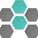 Navaris Hexagon Felt Board Tiles - Set of 6 Notice Memo Bulletin Boards with Push Pins Pack 5.9 x 7 inches (15 x 17.7 cm) - Grey, Turquoise