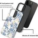 Case Compatible with iPhone 15 Pro,Double Layer Protection, Matte Finish, Anti-Drop and Anti-Fingerprint Armor -Floral Wind Blue line Floral Print