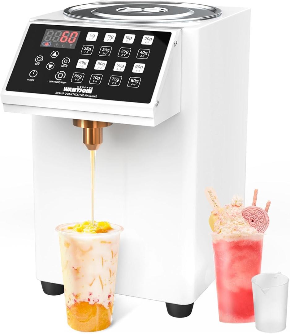 WantJoin Automatic Fructose Dispenser for Commercial - Stainless Steel Syrup Dispenser for Bubble Tea Equipment, Fructose Quantitative Machine with Measuring Cup, 8.45QT