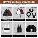 159PCS Oscillating Saw Blades with Sandpaper, Titanium Multitool Blades