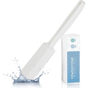 Powerstone Pumice Stone Toilet Bowl Cleaner with Extra Long Handle - 1 Pack | 3'' Longer Handle | Remove Hard Water Stains, Rings & Limescale from Toilets, Bathtubs, Sinks, Pools, BBQ