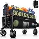 Hikemoon 400L Ultra Large Collapsible Wagon with Big Wheels - Black | Extra Long, Wagons Carts Foldable, Heavy Duty, Utility Folding Cart, All-Terrain, Beach, Camping, Grocery, Sports, Garden