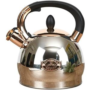 Stainless Steel Whistling Tea Kettle with Metal Capsulated Bottom for Quick Heat Distribution 2.8 Quart