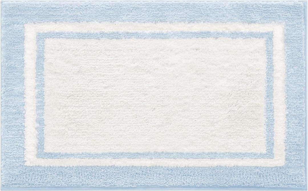 GRANNY SAYS Microfiber Bathroom Rugs Non Slip Washable, Water Absorbent Bathroom Mats for Tub, Soft Bath Mats for Bath Floor & Shower, Bath Rug, Baby Blue (1'8" x 2'8" (Rectangular))