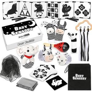 Joyreal High Contrast Baby Toys 0-6 Months, Black and White Sensory Toys for Newborn Brain Development, Montessori Infant Toys with 20 Cards