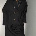 Tanming Women's Warm Double Breasted Wool Pea Coat Trench Coat Jacket with Hood (Large, Black)