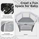 Bear Baby Playpen, Outdoor Play Yard Foldable Playpen with Canopy Mat for Babies Toddlers, Portable Indoor Kids Activity Fence Pack and Play