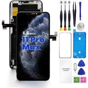 for iPhone 11 Pro Max Screen Replacement 6.5, Genverdix 3D Touch LCD Display Full Repair kit, Digitizer Assembly with Tools Set, Tempered Glass Screen Protector, Waterproof Frame Adhesive