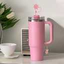 2 x Compatible with Stanley Cup Accessories, 3PCS Straw Toppers for Stanley Straw Cover Cap, 2PCS Cute Letter for 30&40 Oz Tumbler with Handle (Hot Pink)