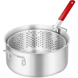 10QT Outdoor Fish Fryer Kit  Heavy-Duty Aluminum Pot & 6.7QT Basket, Propane Deep Fryer for Seafood, Turkey, Chicken & More