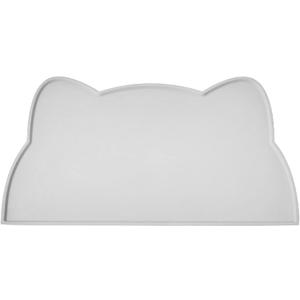 Cat Food Mat, Silicone Non Slip Dog Bowl Mat Waterproof Cat Feeding Mat Stop Food Spills and Water Messes Out to Floor Pet Food Mat (Light Gray, 17" x 10")