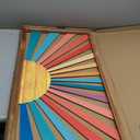 IARTTOP Large Boho Sun Wall Art Framed Wooden Art Wall Decor Colorful Rainbow Geometric Line Sunshine Artwork for Living Room Bedroom Office 16x32 Inch