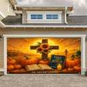 Thanksgiving Garage Door Cover 13x6Ft Christian Fall For Jesus Garage Decor Thanksgiving Decorations for Home Pumpkin Barn Thanks Giving Door Banner Autumn Outdoor Porch Decoration Religious Garage Door Mural