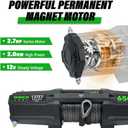 TYT 6500 lb UTV Winch with Wireless Remote and Wired Switch，12 Volt DC Electric Trailer Winch,1/4" x 50FT Synthetic Rope Winch with Rubber Stopper and Mounting Plate