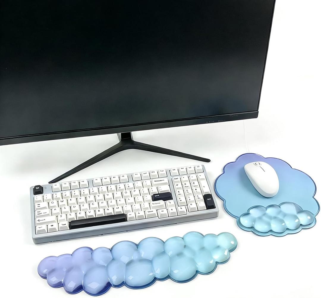 Keyboard Wrist Rest with Cloud Gel Mouse Pad - Ergonomic Cloud Mouse Pad Soft and Cool, Cute Desk Accessories for Office/Home/Desktop/Latop (Blue Purple)