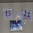 Set of 4 Blue Gingham Happy Birthday Banner Plaid Checkered Pennant Banner Decorations Felt Ball Happy 1st Birthday Garland for Gingham Party Supplies