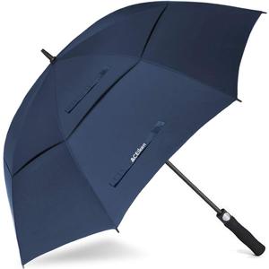 Golf Umbrella Large 58/62/68 Inch Automatic Open Golf Umbrella Extra Large Oversize Double Canopy Vented Umbrella Windproof Waterproof for Men and Women (Blue)