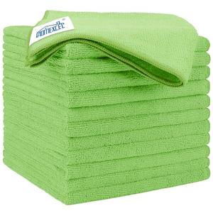 HOMEXCEL Green Microfiber Cleaning Cloth 12 Pack, 12.5 x 12.5 inch Microfiber Towels for Cars, Ultra Absorbent Car Washing Cloth, Lint Free Streak Free Cleaning Rags for Car, Kitchen, and Window