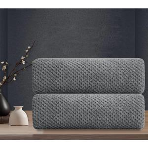 Grey Hand Towels Set 2 Pack-16x31,Ultra Soft Microfibers Bathroom Towel Set Highly Absorbent Quick Dry Luxury Premium Towel Lightweight Durable Hand Towel Collection for Hotel Spa Gym Kitchen (Texture Dark Gray)