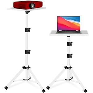 Projector Stand, 22 to 55 Inch Laptop Stand, Projector Tripod with Phone Holder, Tripod for Projector, DJ Equipment, Projector Stand for Outdoor Movies, Office, Home, Stage or Studio (White)
