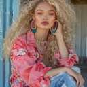 SAPPHIREWIGS Curly Lace Front Wigs Highlight Blonde Long Water Wave Synthetic Wig Pre-plucked Hairline Blonde for Black Women 26inch