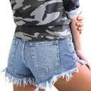 Women's Sexy Stretchy Fabric Hot Pants Distressed Denim Jean Shorts (L)