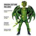 Morph Dragon Costume For Kids, Dragon Wing Costumes For Boys, Halloween Costumes Kids, Boys Halloween Costume (Medium, Green)
