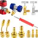 AC R134a Adapter Quick Couplers Kit, R134a to R1234yf Conversion Adapter R134a Self Sealing and Puncture Can Tap with R410a Adapters & Removal Core for Car AC Air Conditioner Refrigerant System
