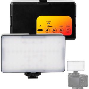 Tri-Color Camera Video Light - Compact hot Shoe Mounted LED Light with stepless dimming for Live Streamers, Photographers, Short Video Makers