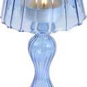 Candelabro de cristal con forma de lmpara de escritorio, candelabro de cristal para huracanes, soporte decorativo de vela para mesa, boda, comedor, centros de mesa, suministros de fiesta, (Azul marino)