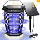 PALONE Solar Bug Zapper Outdoor, 3 in 1 Mosquito Zapper with 3.5m Extended Solar Panel, 4500V Electric Bug Zapper Indoor, Fly Zapper with 7 Lighting Modes for Outdoor Courtyard Backyard Garden